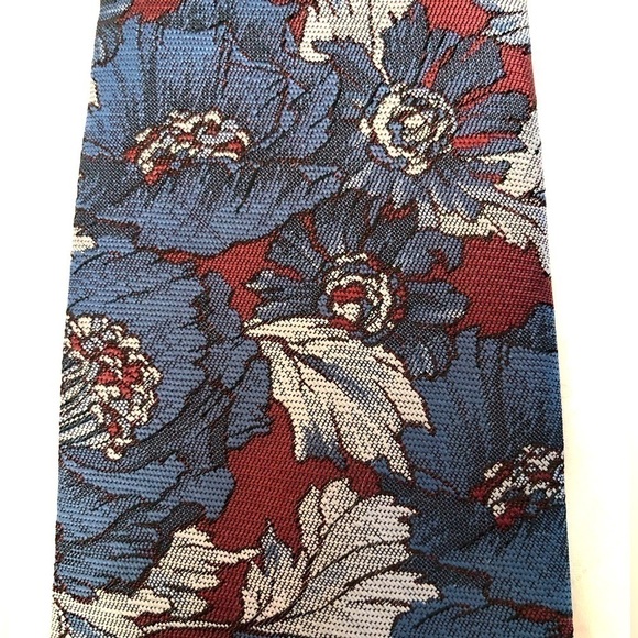 Vintage Camden Court Floral Red Blue White Tie Mens Necktie - Picture 3 of 16